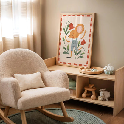Mouse: Kids' Room Art Print, Colorful Unique Playroom Wall Decor
