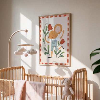 Mouse: Kids' Room Art Print, Colorful Unique Playroom Wall Decor