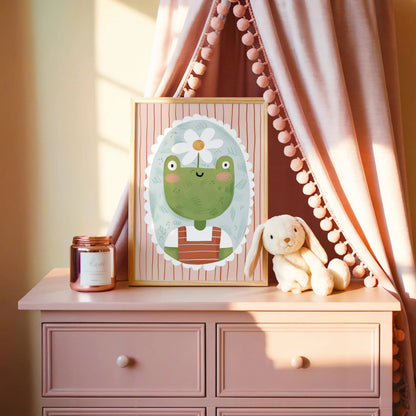 Frog Kids' Room Art Print, Colorful Unique Playroom Wall Decor