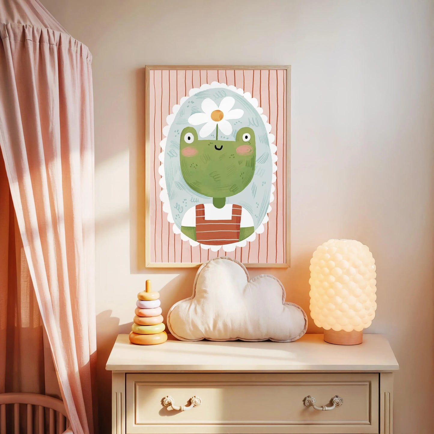 Frog Kids' Room Art Print, Colorful Unique Playroom Wall Decor