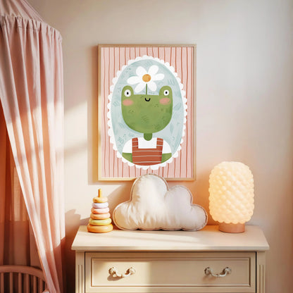 Frog Kids' Room Art Print, Colorful Unique Playroom Wall Decor